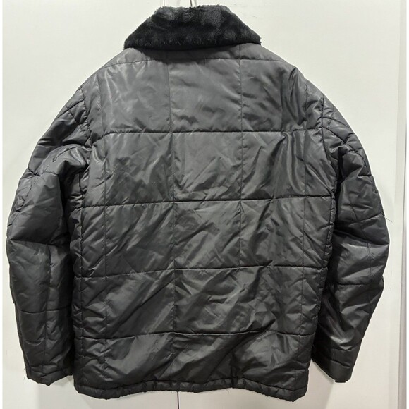 Vtg 70s Dakota Black Quilted Puffer Jacket XL XXL Ranchcore Workwear Faux Fur - Picture 4 of 10